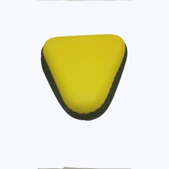 Gambar Leather Flip Type Triangle Box Earphone EVA Storage Box Yellow  intl
