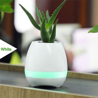 Gambar LED Light Bluetooth Speakers Music Speakers Plant Pot FlowerpotNight Lamp USB White   intl