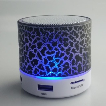 Gambar LED Portable Mini Bluetooth Speakers Wireless Hands Free SpeakerWith TF USB FM Mic Blutooth Music For Mobile Phone (Black) intl