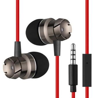 Gambar leegoal di telinga Bass makan logam earbud mikrofon Headphone Earphone 3,5 mm (merah)