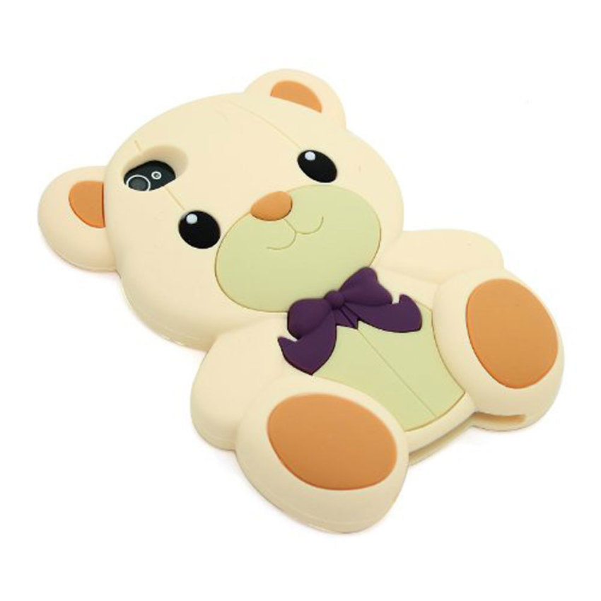 Leegoal putih 3D lucu boneka beruang lembut Case silikon karet penutup untuk Apple .
