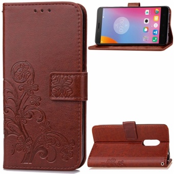 Gambar Lenovo K6 Note Case, Lucky Clover PU Leather Flip Magnet Wallet Stand Card Slots Protective Case Cover for Lenovo K6 Note (Brown)   intl