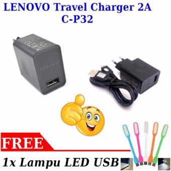 LENOVO Travel Charger 2A non pack C-P32 - BLACK + FREE 1x Lampu LED USB  