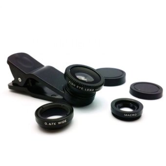 Gambar Lensa Fisheye 3in1 For Universal Smartphone Fisheye, Wide,Macro   Hitam