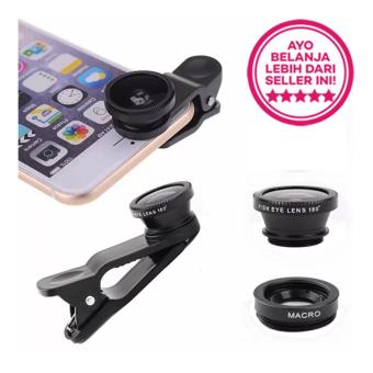 Gambar Lensa Fisheye 3in1 For Universal Smartphone Fisheye, Wide,Macro  Hitam