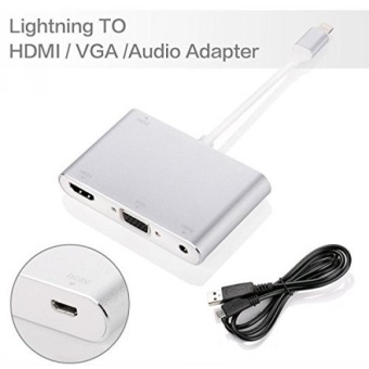 Gambar Lightning to HDMI VGA Adapter Plug   Play Converter for iPhoneiPad to HDMI and VGA Cable with Audio output HD TV 1080P MonitorProjector   intl