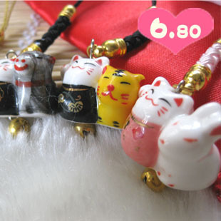 Lucu beruntung tahun baru imlek lucky cat lucky cat telepon yu shou rantai
