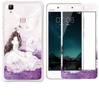 Gambar Luxury 3D Painting Front+Back Full Case Cover Color Tempered GlassCase For Vivo V3   V3L 5.0\