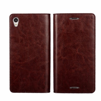 Gambar Luxury Genuine Leather Wallet Case Cover for Sony Xperia Z3 (DarkBrown)   intl