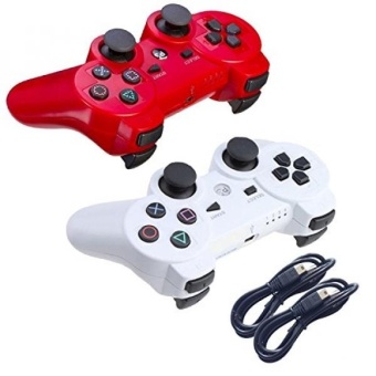 Gambar Macobr Bluetooth Wireless Controller For PS3 Double Shock   Bundledwith USB charge cord (Red and White)   intl