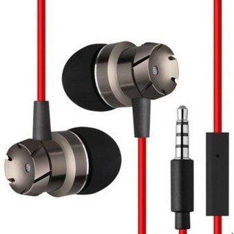 Gambar Metal Ear Earphone Turbine Bass Bar Microphone Mini Phone MP3Computer Universal Headset???Red)   intl