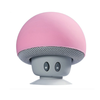 Gambar Mini Bluetooth nirkabel pembicara jamur tahan air silikon hisaphandsfree pemegang pemutar musik untuk iPhone Android (BerwarnaMerah Muda)