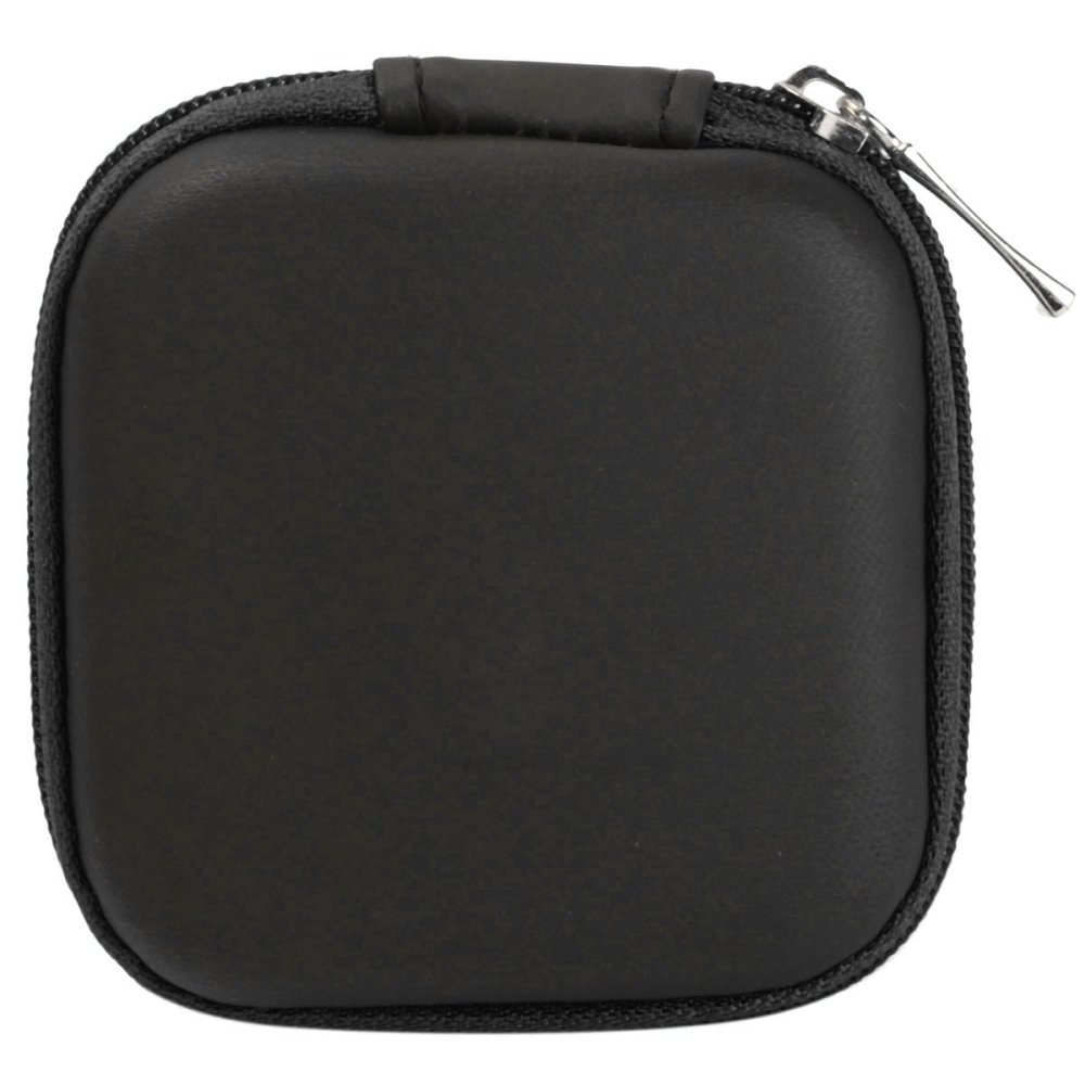 Mini Colorful Square Case Bag Holder Storage Box for In-ear Headphones Headset Black PU material - intl