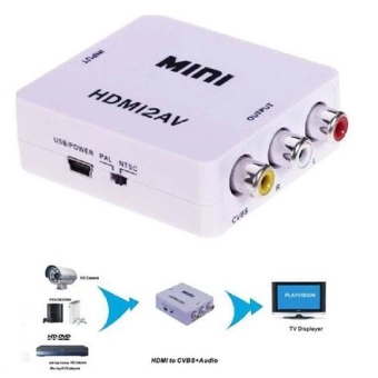 Gambar Mini Composite 1080P HDMI to RCA Audio Video AV CVBS Adapter Support HD For HD HDMI2AV Converter BOX For TV PC PS3 VCR DVD PAL     intl
