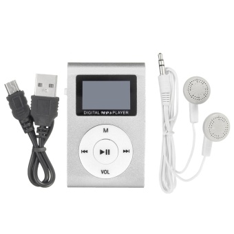 Gambar Mini Mental USB Music Clip MP3 Player LCD Screen Support 32GB Micro SD TF Card Silver   intl