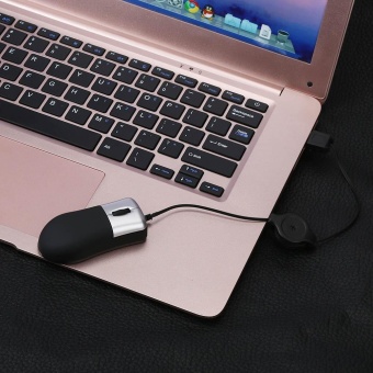 Gambar Mini Retractable USB Optical Scroll Wheel Wired Mouse For Laptop Notebook PC BK   intl