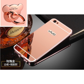 Gambar Mirror Metal Frame with Bear ring phone case for VIVO Y53 2017(RoseGold)   intl