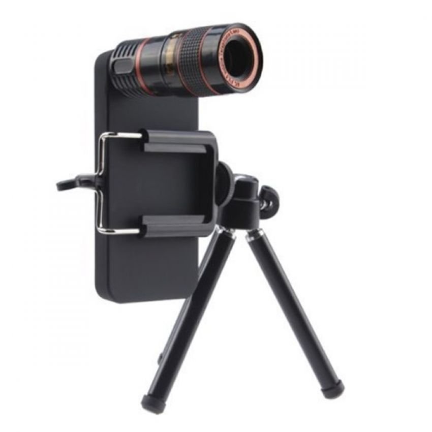 Gambar Mobile Phone Telescope Lens 8X Optical Zoom with Universal Clamp for Mobile Phone   Hitam
