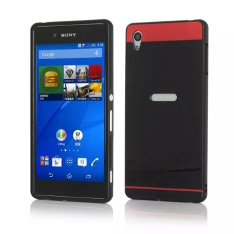 Moonmini Case for Sony Xperia Z3+(Z3 Plus) - Black Ultra Thin Metal Bumper Frame Case with Hard PC Back Cover - intl  