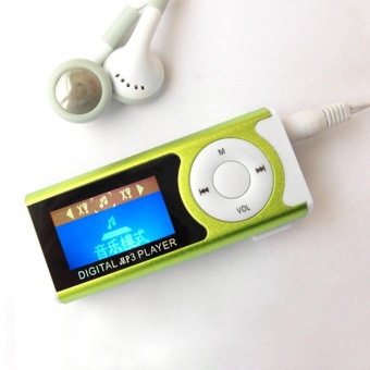 Gambar MP3 Player Support 16GB Micro SD TF Card USB Clip Mini LED PortableLCD Green   intl