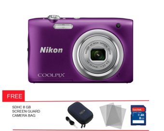 Nikon Coolpix A 100 - 20 MP - Ungu + Gratis Screen Guard + Memory + Tas Kamera  