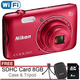 Nikon Coolpix A300 Wifi 20MP - Free SDHC 8GB + Case + Mini Tripod  