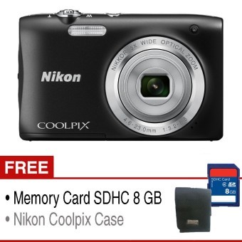 Nikon Coolpix S2900 - 20.1MP - 5x Optical Zoom - Hitam + Gratis Memory Card SDHC 8 GB & Case  