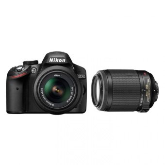 Nikon D3200 with 18-55mm VR + 55-200mm VR Twin Lens Kit Black  
