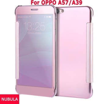 Gambar NUBULA New Fashion 360 Degree Luxury Mirror Clamshell Hard Shell Flip Wallet Case For OPPO A57   OPPO A39,Soft Leather Flip Wallet Smart View Mirror Clear View Full Cover Case   intl