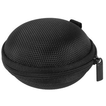 Gambar Nylon Round Shape Storage Case Carrying Bag for Earphones   Hitam