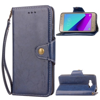 Gambar OEM Wallet Cases for Samsung Galaxy J2 Prime Retro PU Leather Cover with Card Pockets Strong Hand Strap Black Color   intl