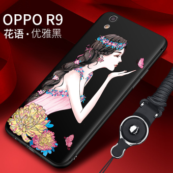 Gambar Oposisi OPPOR9 oppoR9plus silikon perempuan lanyard lembut telepon shell