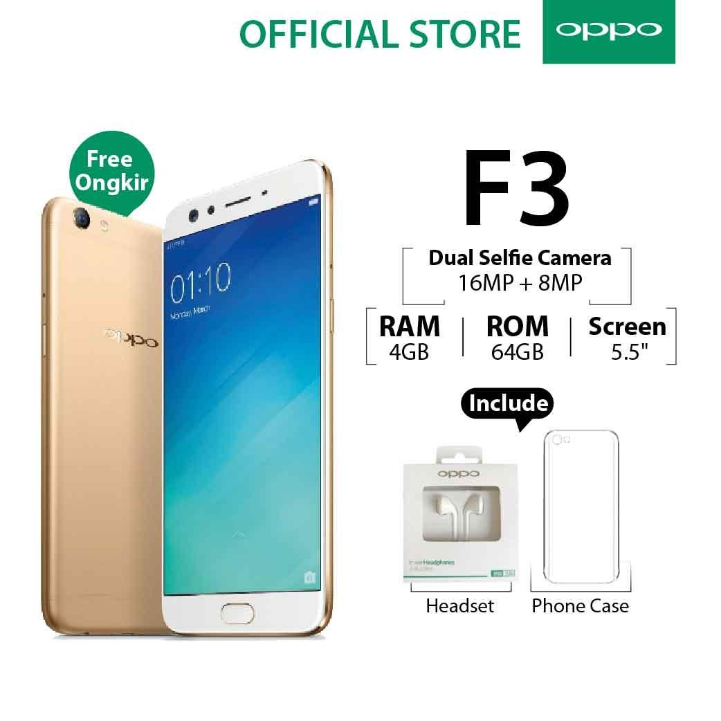Oppo F3 4GB/64GB Gold– Smartphone Dual Selfie Camera (Garansi Resmi Oppo Indonesia, Cicilan Tanpa Kartu Kredit, Free Ongkir)