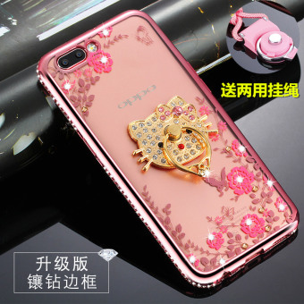 Gambar Oppor11 r11plus r11 berlian imitasi silikon lembut semua termasuk lanyard ponsel shell pelindung lengan