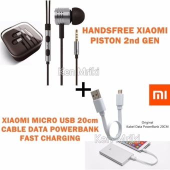 PAKET HEMAT Xiaomi Handsfree / Headset / Earphone Piston 2nd GEN + Kabel Data Xiaomi Micro