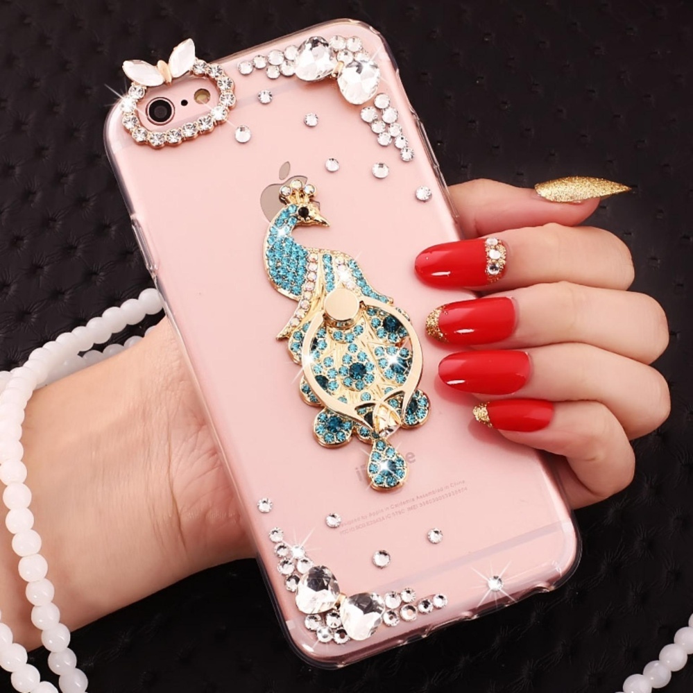 PC + TPU Anti-drop Diamond Soft Shell + Lanyard Case Cover untuk OPPO A53/A53T (Danau Blue Peacock + Anda Bisa Menemukan Harga Penutupan, Pembukaan, Tertinggi + Lanyard) -Intl