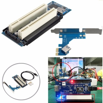 Gambar PCI E Express X1 to Dual PCI Riser Extend Adapter Card With USB 3.0 Cable 2.6 FT   intl