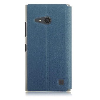 Gambar PLATIM For Microsoft Nokia Lumia 535   730 735 Leather Cover CasePouch Window View Blue