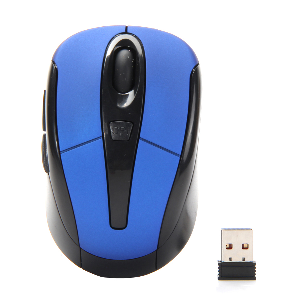 Portabel 2, 4G Wireless Mouse Optik Mouse untuk komputer PC (biru .
