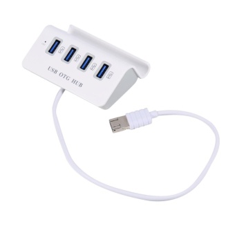 Gambar Portable 4 Port USB 2.0 OTG Hub with Holder Stand for iPhoneSamsung Android Cellphone   intl