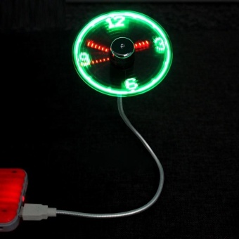 Gambar Portable Flexible USB Clock Fan With LED Light Real Time DisplayFor Laptop   intl