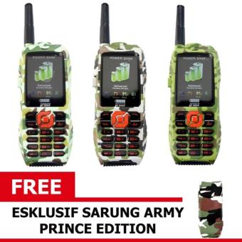 Prince PC-9000 - Battery 10000mAh - 3 Sim GSM - Hijau Loreng Free sarung ARMY  