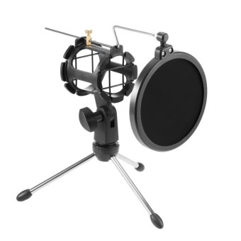 Gambar PS   05 Adjustable Tripod Studio Condenser Stand with Windscreen Filter Cover(Black)   intl