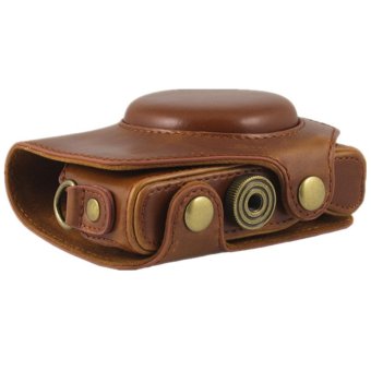 Gambar PU Leather Camera Case Bag Cover for Canon G7X 1 Digital with Strap(Brown)
