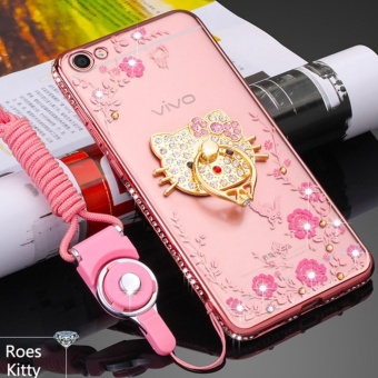 Gambar Qzhi vivo v5 plus Phone Case, Glitter Crystal Floral Series SlimLuxury Bling Rhinestone Clear TPU Case With Ring Stand For VIVO v5plus (Rose Gold Kitty) intl