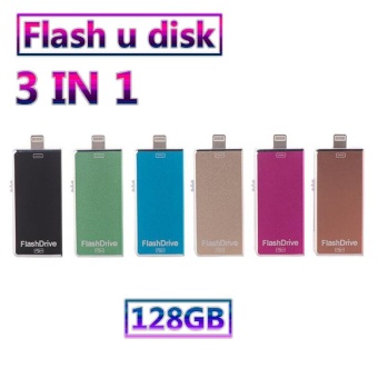 Gambar ~ READY STOCK ~128G High speed Transmission U Disk Portable U DiskMobile Phone Computer Memory Expansion Three in one UniversalMemory Card Quality Assurance (blue)   intl