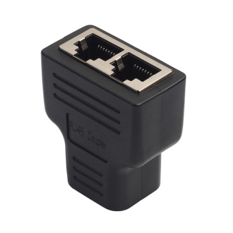 Gambar RJ45 Splitter Adapter 1 to 2 Dual Female Port CAT5 CAT 6 LANEthernet Sockt intl