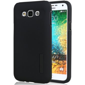 Detail Gambar Produk RUILEAN TPU Silicone Dual Layer Hybrid Kickstand Case for SamsungGalaxy E5 Black Terlengkap