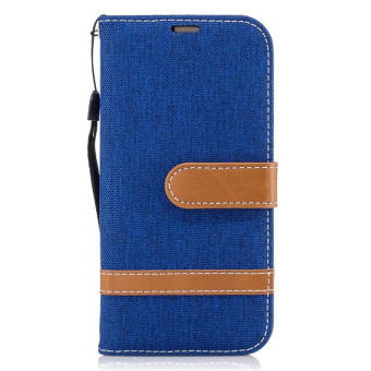 Gambar Samsung a3 2017 a3100 a310f denim kain clamshell dompet kulit