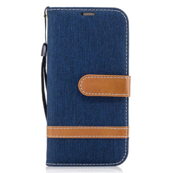 Gambar Samsung a3 2017 a3100 a310f denim kain clamshell dompet kulit